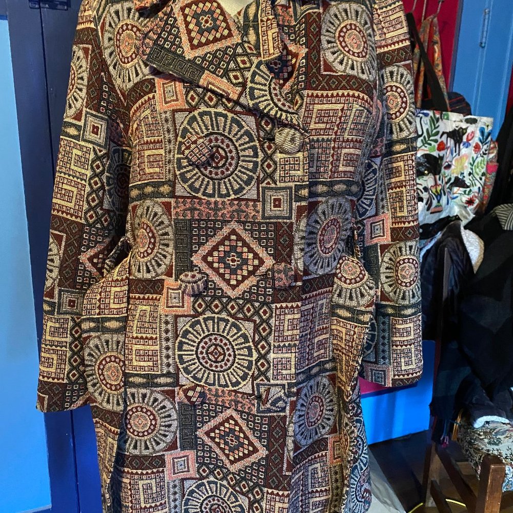 Groovy Vintage 1960's Mod Tapestry Coat